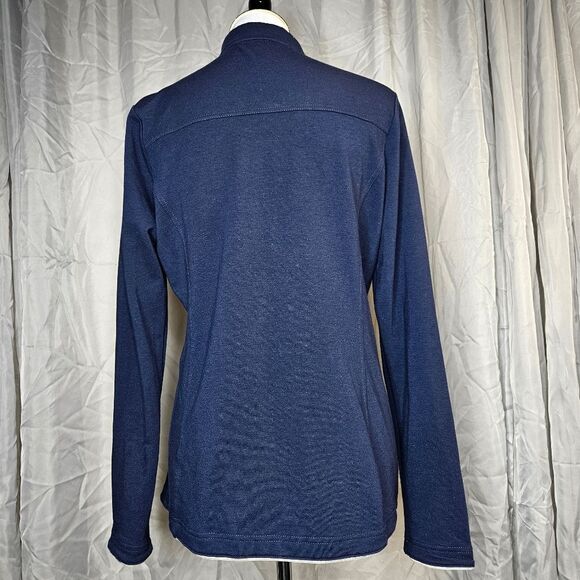 Boston Proper Sport Navy Blue Intricate Embroidery Long Sleeve Full Zip Jacket - Picture 7 of 12